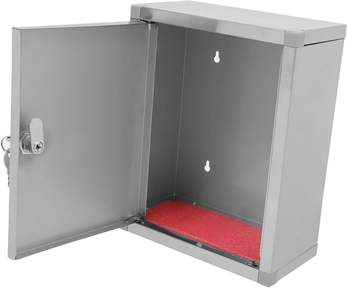 Brievenbus Suggestiekast - Klachtenbox Ideeënbus - Veilig Berichten Ontvangen - Afsluitbaar Met Slot - 21x11x11 cm - Zilver