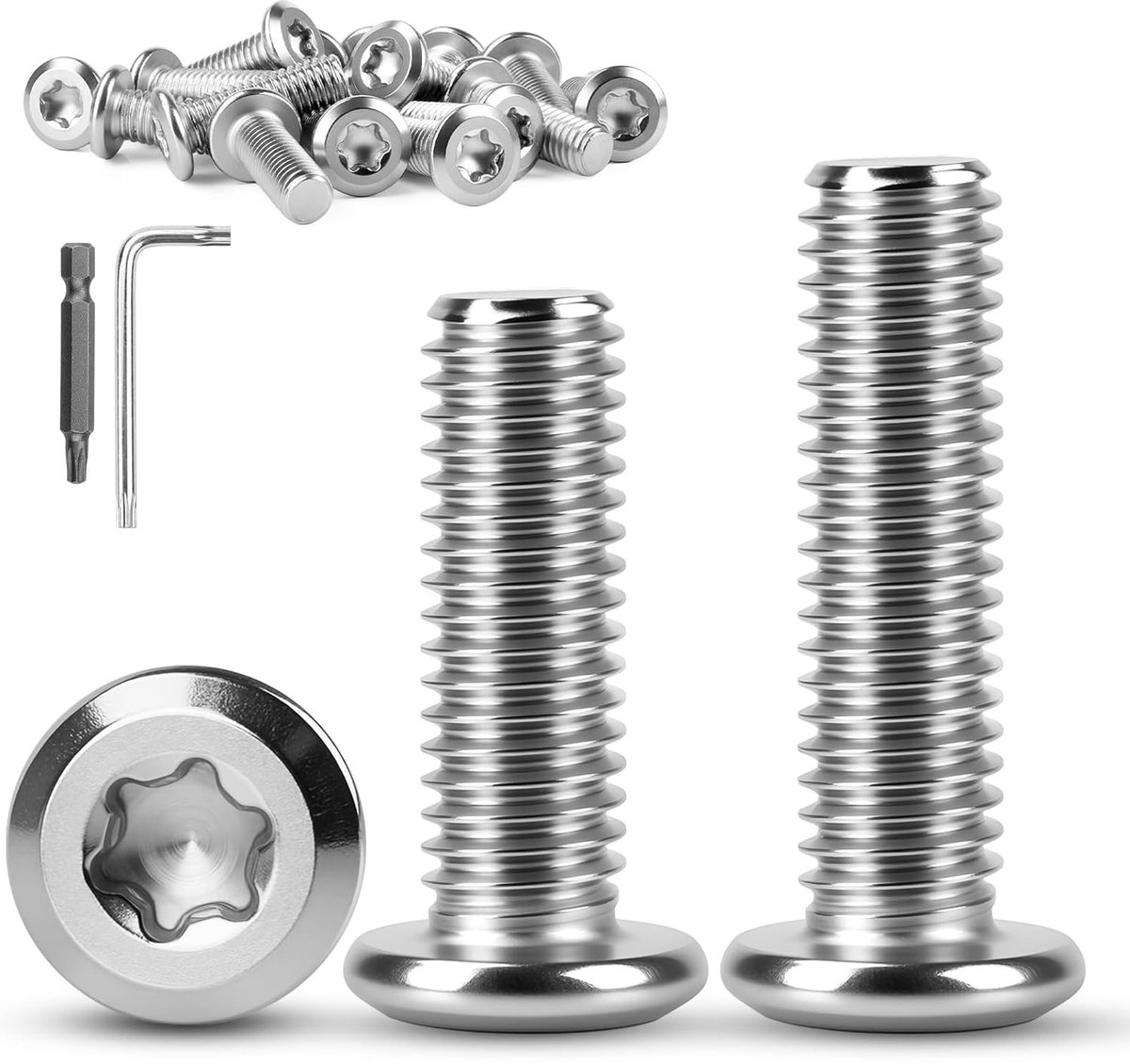 Kopschroeven, M8 x 40 mm, meubelschroeven, M8 schroeven, 10 stuks, lenskopschroeven, binnenzeshoekige aandrijving (TX), ISO 7380-2 roestvrij staal, A2 V2A met torx-sleutel en bit voor