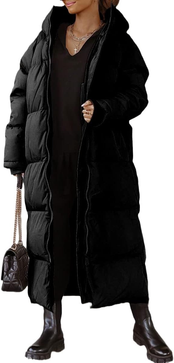 Lange winterjas voor dames met afritsbare capuchon, lange mouwen, buffers, gewatteerde jas, functionele jas in dons-look, bovenkleding