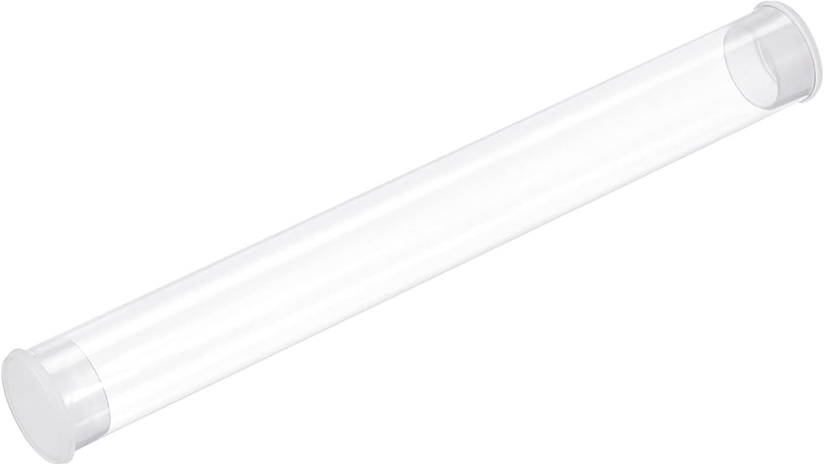 Duidelijke stijve buis ronde kunststof buis met eindkappen polycarbonaat waterpijp, 305mm/12 inch lengte, 20mmx21mm/0.78"x0.82", 1 Set