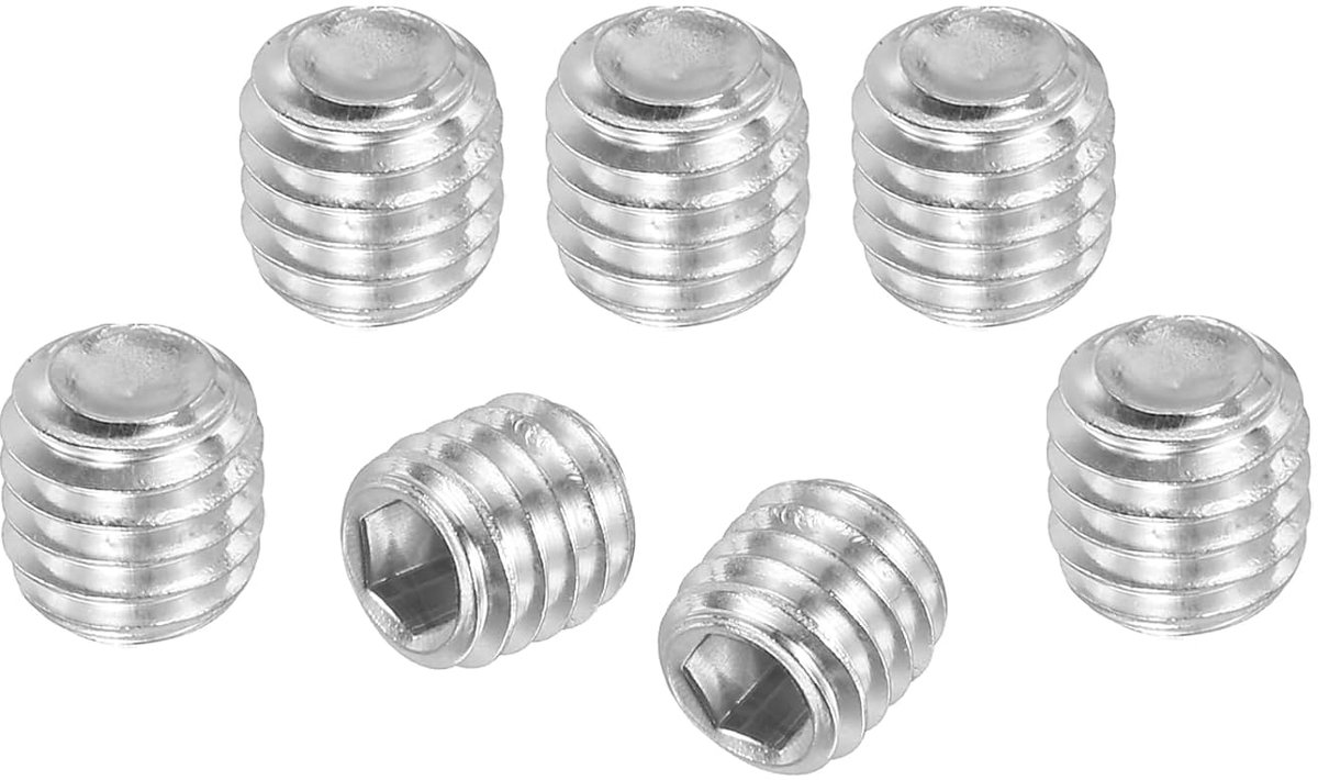 Schroef met platte kop, M6 x 5 mm, zeskantschroef, platte punt, 304 roestvrij staal, voor deurgrepen en reparatie van verlichtingsaccessoires, 120 stuks