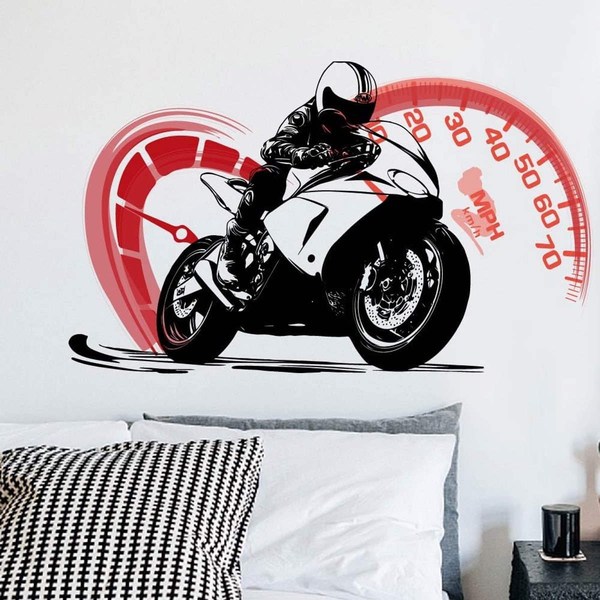 Muurstickers Motoren en Toerenteller Muurstickers Cool Motor Muurstickers Peel and Stick Vinyl Decor voor Woonkamer Jongen Slaapkamer Speelkamer Thuis Muur Decor