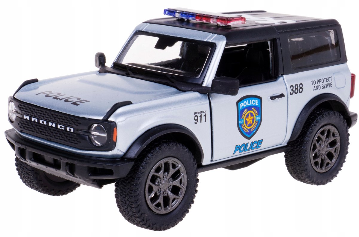 Ford Bronco Politie Auto 1:34 Pull Back Metaal Speelgoed