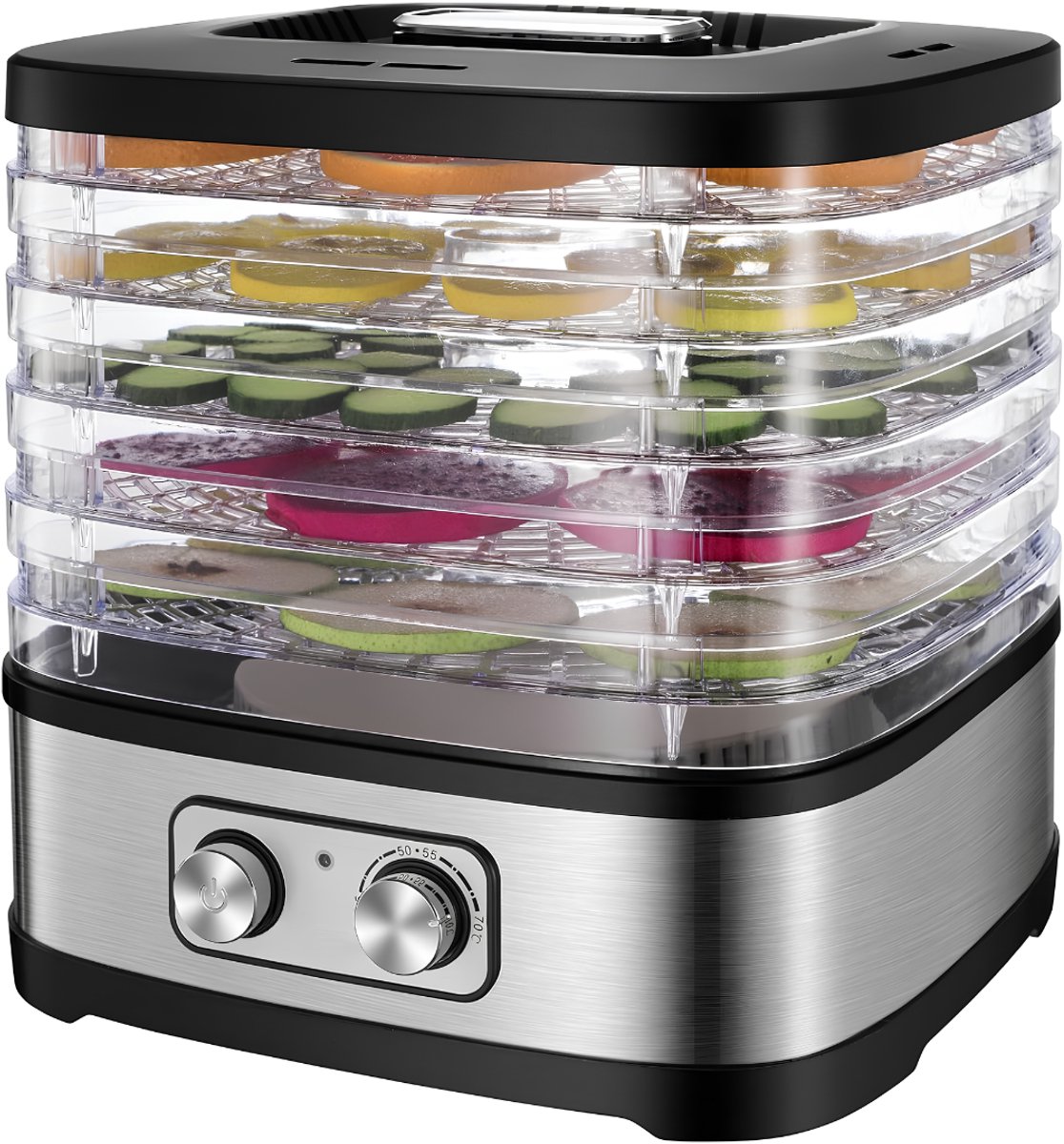 JCP® Voedseldroger - Droogoven - Dehydrator - Zwart/Zilver - 26cm x 21cm x 24cm