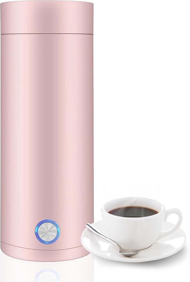 Draagbare 3-in-1 reiswaterkoker - Elektrische waterkoker Geschikt voor het zetten van thee, koffie en babyvoeding; automatische uitschakeling; gemaakt van voedselveilig materiaal (roze).