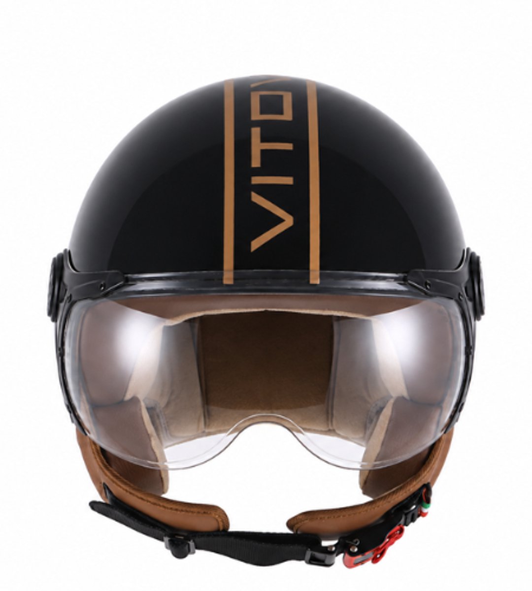 Vito Lavello Jethelm - Scooterhelm - Brommerhelm - Motorhelm - Glans Zwart - Maat S