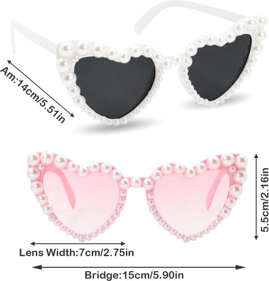Hartvormige zonnebril met parels - roze tint voor zomer feesten en festivals — afbeelding 5