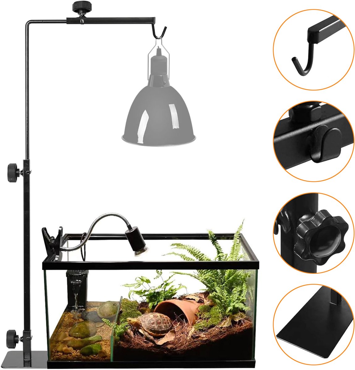 Houder Voor Reptielenwarmtelamp - Verstelbare Kleine Reptielenkoepelhouder - Ophangbeugel Voor Reptielenlamp