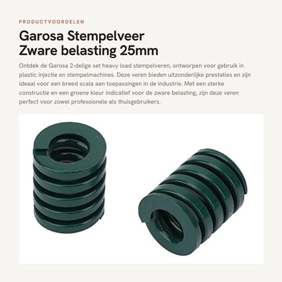 Stempelveer Zwaar Belast - 2 Stuks - 25mm Buitendiameter - 12.5mm Binnendiameter - 65MN Staal - TH25x60mm - Duurzaam - Matrijsveer