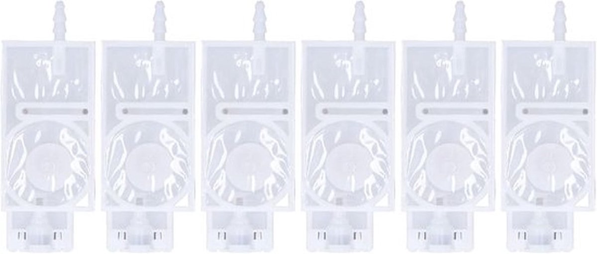 Inktgeluidsdemper - 6 stuks in-line-interface - UV-printerdemper - solvent-inktjetkop - rechthoekige dempers met standaardmaat - PP-materiaal - XP600-onderdeel ter vervanging - Wit