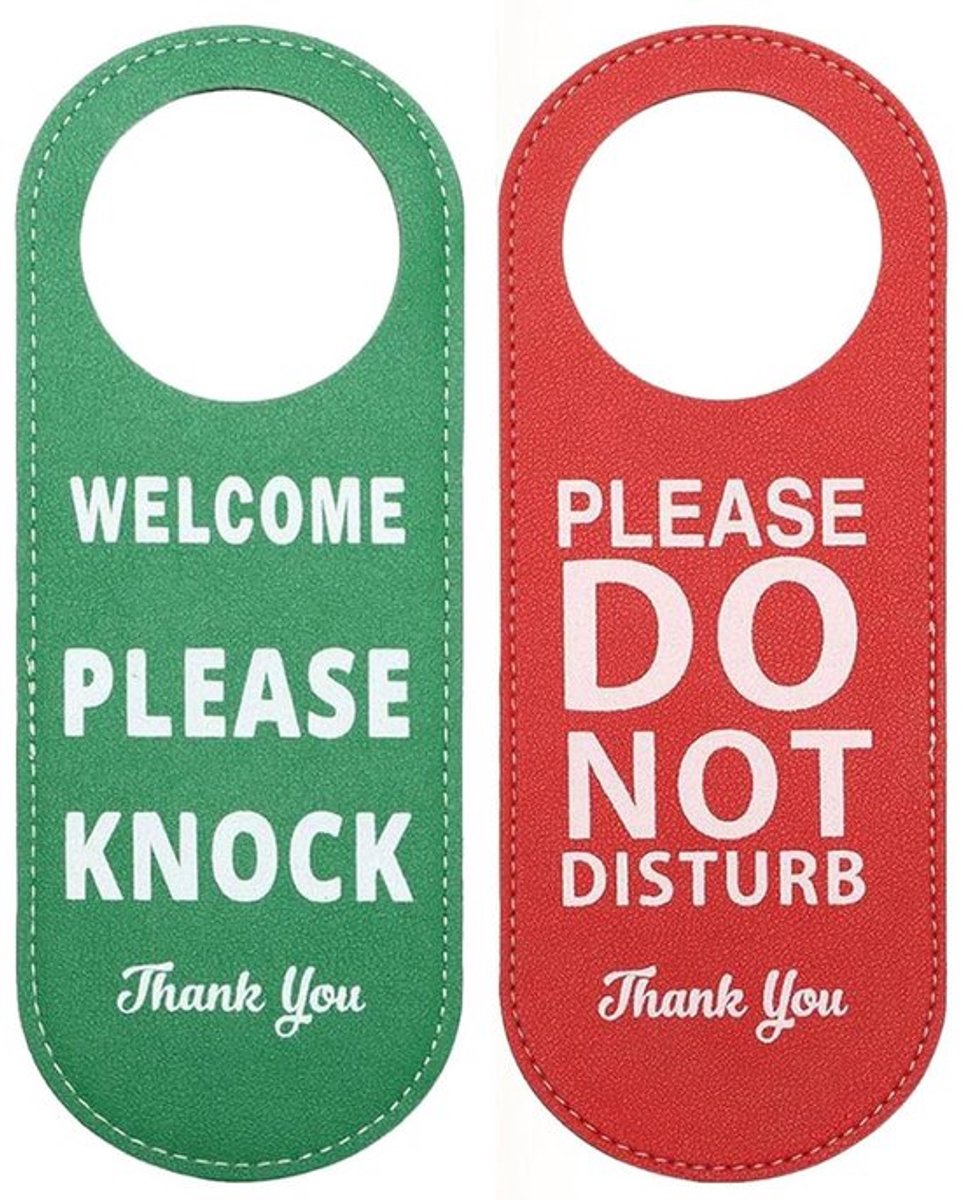 Deurschild Dubbelzijdig - Kom Binnen / Niet Storen - Hoogwaardig PU-leer - 22,5 × 8,5 cm - Decoratieve Deurhanger - Stijlvolle Touch