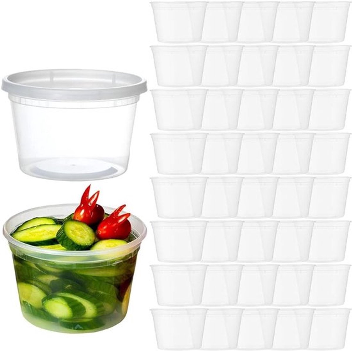 40-delige set herbruikbare voedselcontainers 530 ml - lekvrije bewaarbekers voor delicatessen
