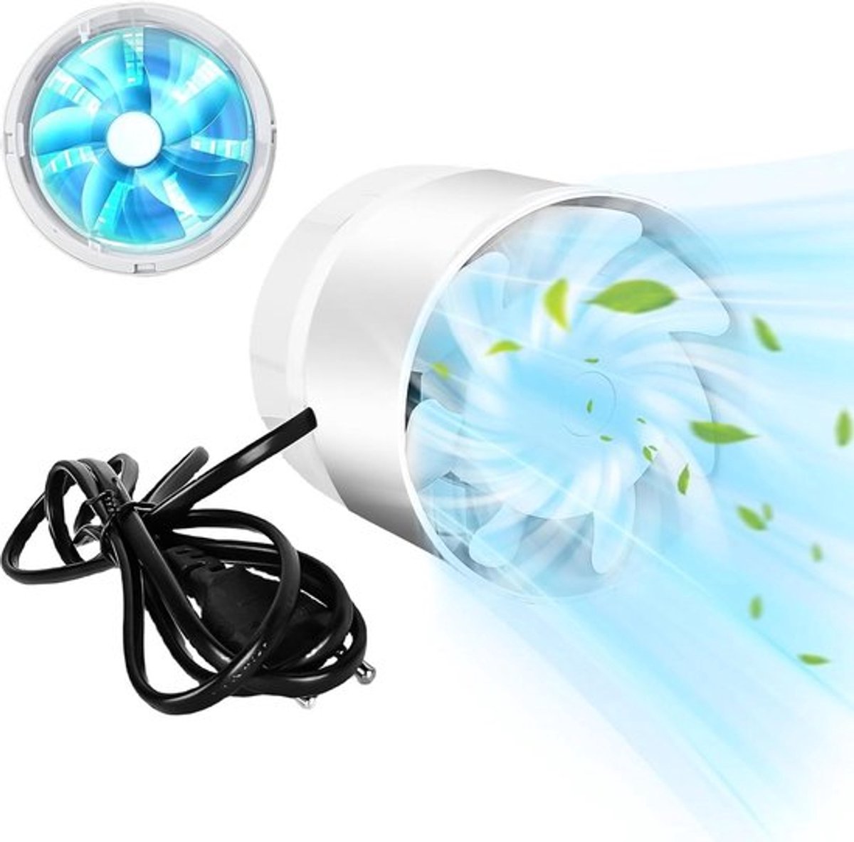 100 mm kanaalbuisventilator - inline afvoerventilator voor rookafzuiging in badkamer, toilet, keuken, broeikas, tent, garage (wit, stille ventilator)