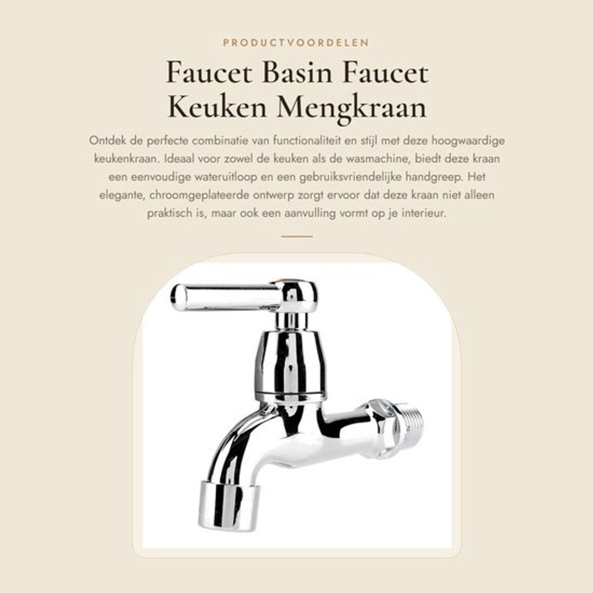 Wasbakkraan met Eenvoudige Grip - Hoogwaardige ABS - Chroom Geplateerd - Makkelijk te Installeren - Voor Keuken/Badkamer/Tuin - Duurzaam en Elegant - Kraan