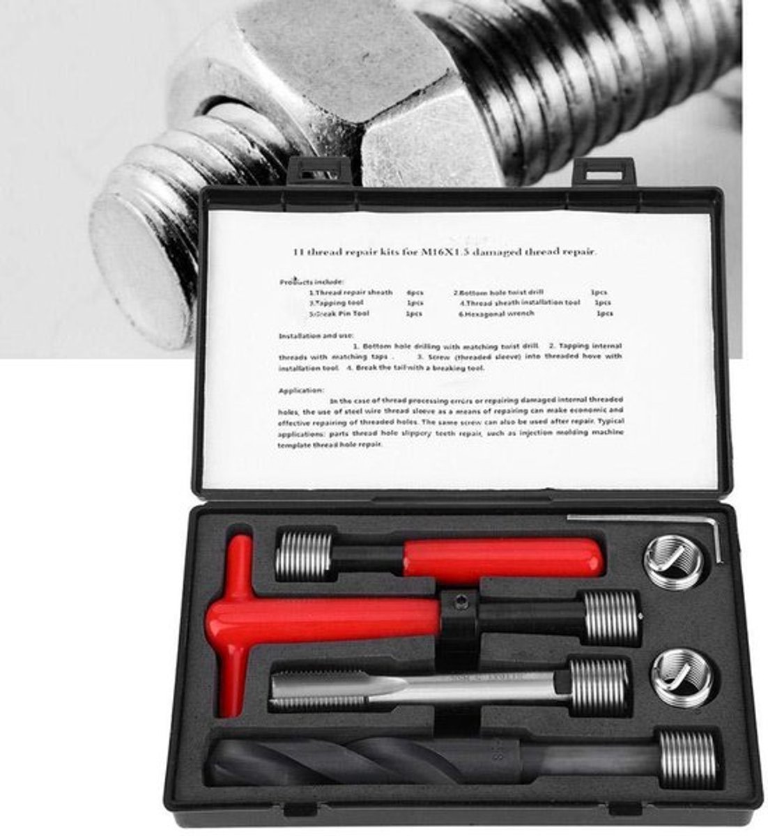 Draadreparatieset - Hoogwaardige Roestvrij Staal - M16x1.5 Lengte 1.5D