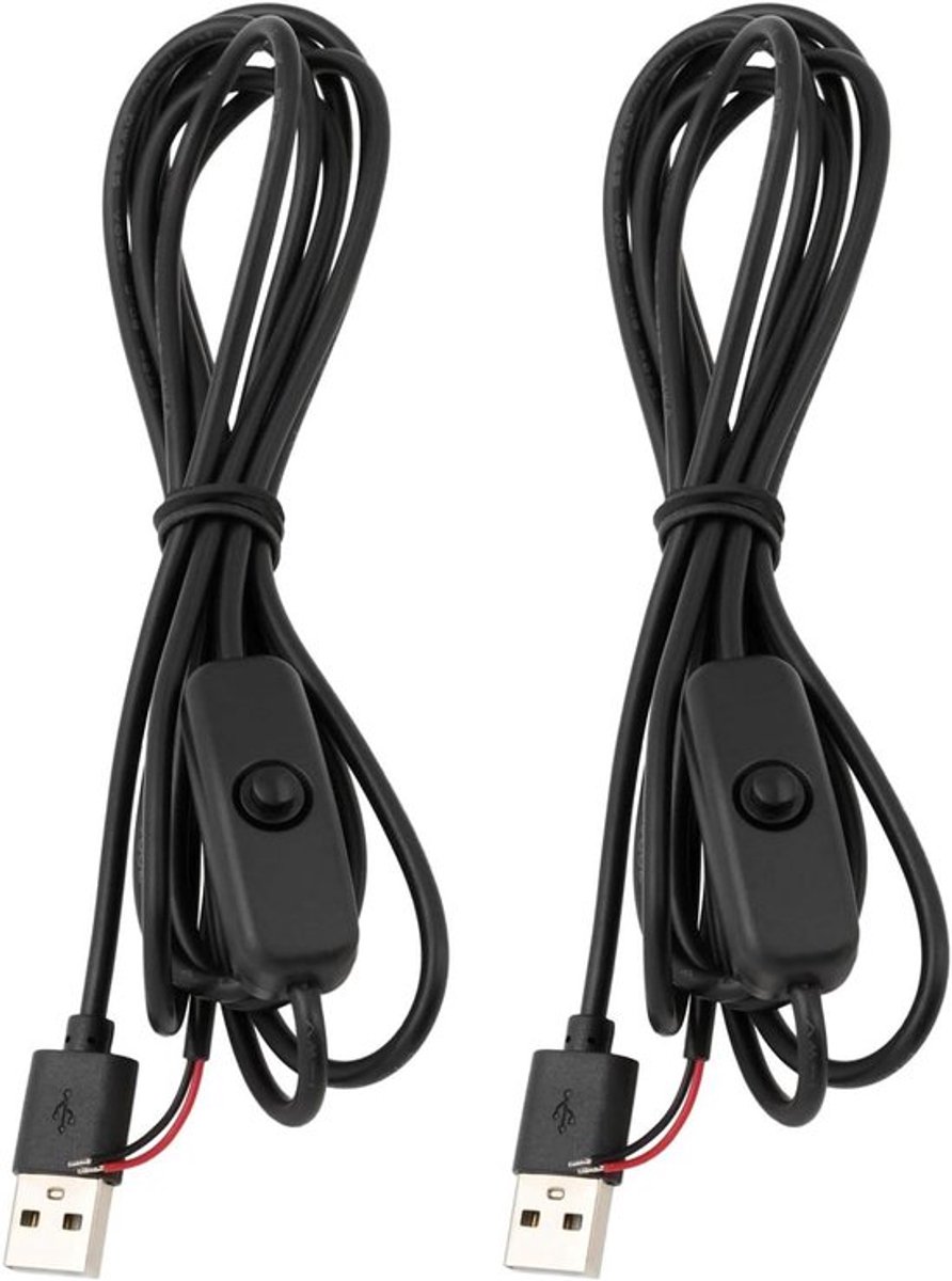 Verlengkabel LED Strip - USB Connector - Mannelijk naar Blote Draad - 2m - Power Extension Kabel - Geschikt voor Licht Strip LED Lampen - Zwart.