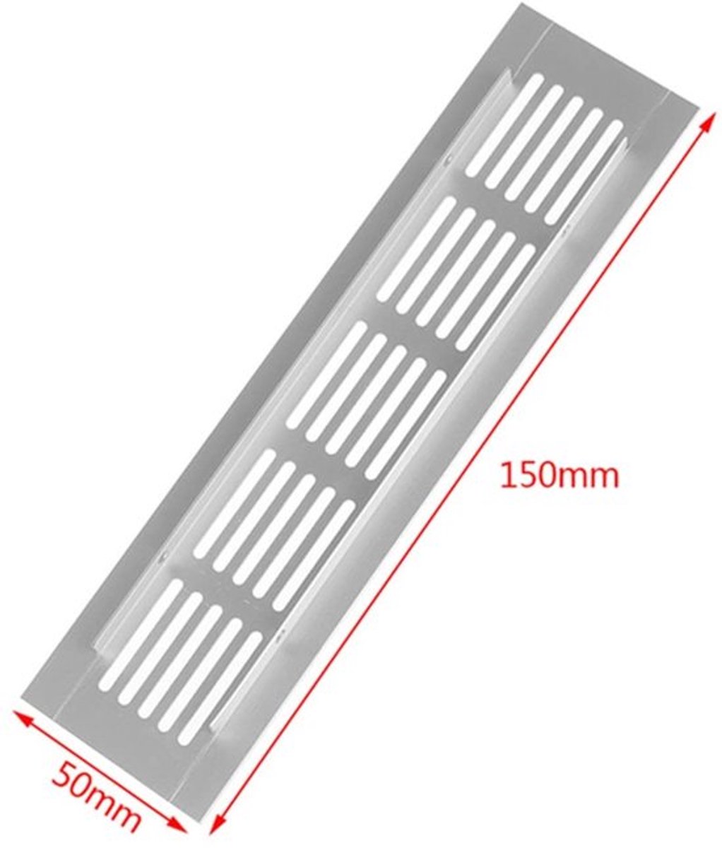 Ventilatierooster Zilver - Ventilatierooster Rechthoekig - Afzuigventiel - Schoepenrooster - Ventilatierooster Afsluitbaar - Aluminiumlegering 50x150mm - Luchtrooster
