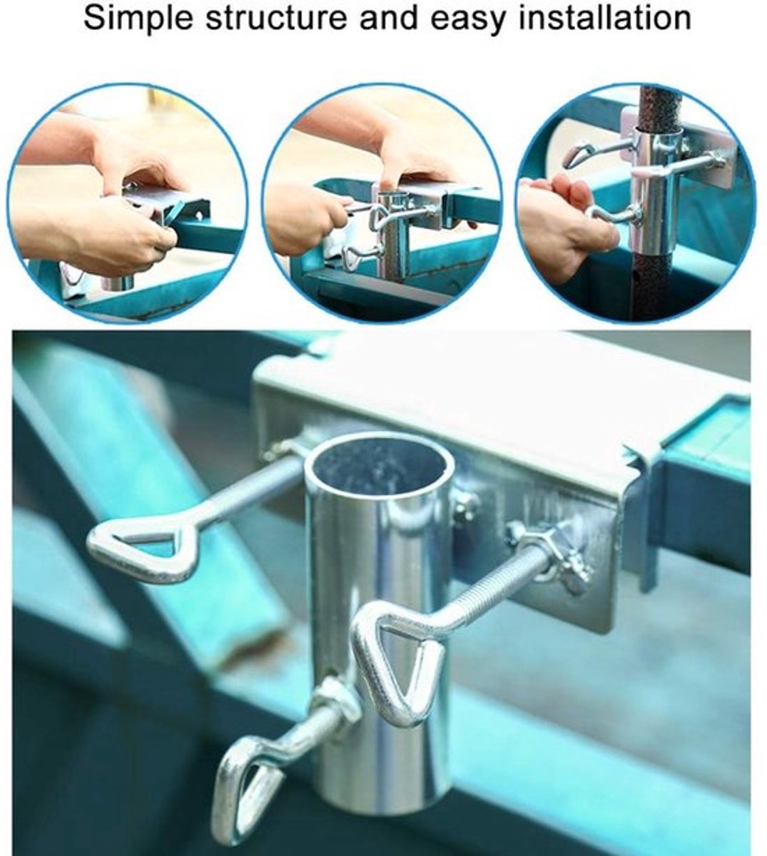 Parasolhouder Heavy Duty - Paraplu Houder - Ruimtebesparende Beugel - Anti-vibratie - Sterke Grip - Geschikt voor 2,8-3,2 cm Parasolstok - Parapluclip