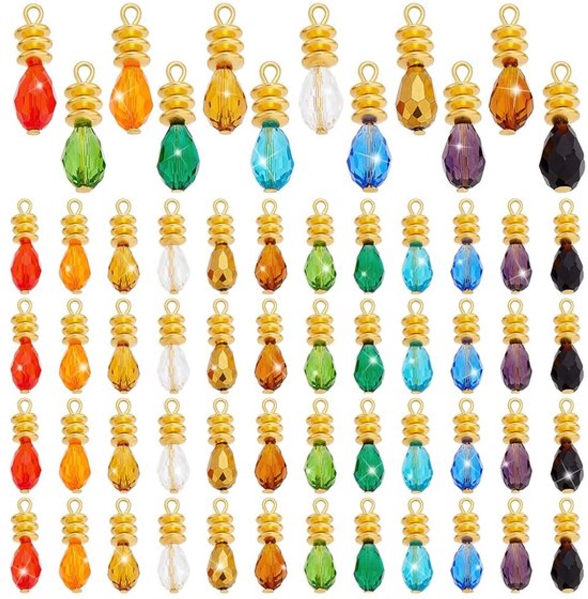 Druppelhangers 72 Stuks - Facetgeslepen Kristallen - 12 Kleuren - 24 mm - Voor Halskettingen/Oorbellen/Armbanden - Luxe Uiterlijk - Sieradenhangers