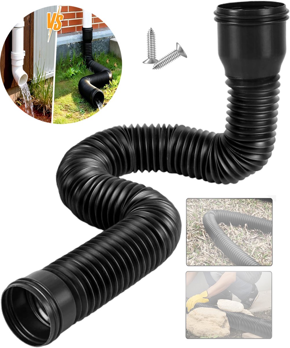 Regengoot, Flexibele Regenpijpverlenging, Dakgootafvoer Aansluitset, Afvoerput Regenpijp Slang Waterleidingen