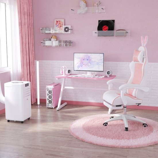 Gamingstoel - Gamestoel - Gaming Chair - Game Stoel - Bureaustoel - Verstelbare Hoogte - PU Leer - Draaibaar - Met Voetsteun - Roze — afbeelding 5