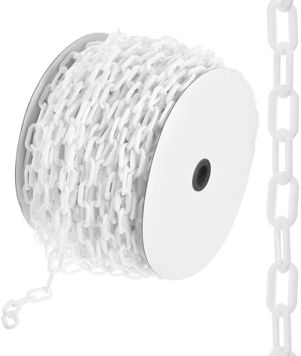 200 ft Plastic Eindketting, Veiligheidsketting voor Crowd Control, Tuin, Poort en Bouwprojecten, Wit