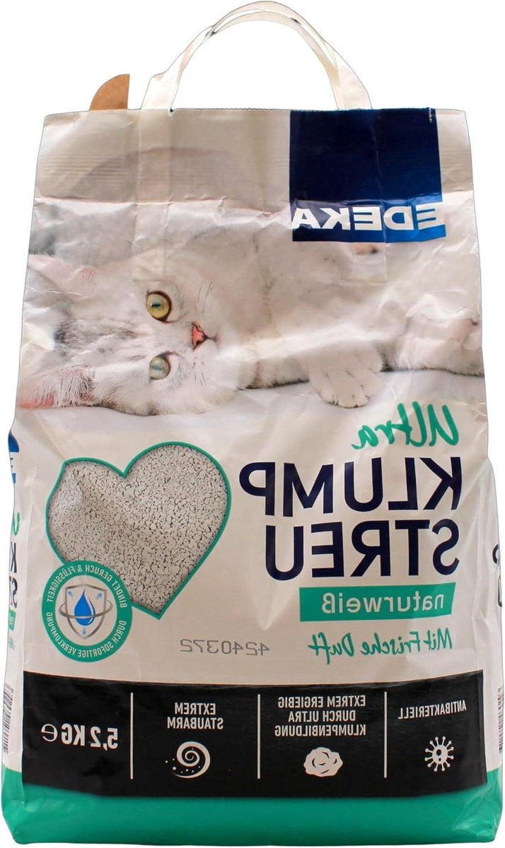 Kattenbakvulling Klontvormend - Kattenbakgrind - Hygiënisch Huisdier - Extra Geur Bindend - 5.2 kg - Natuurlijk Wit
