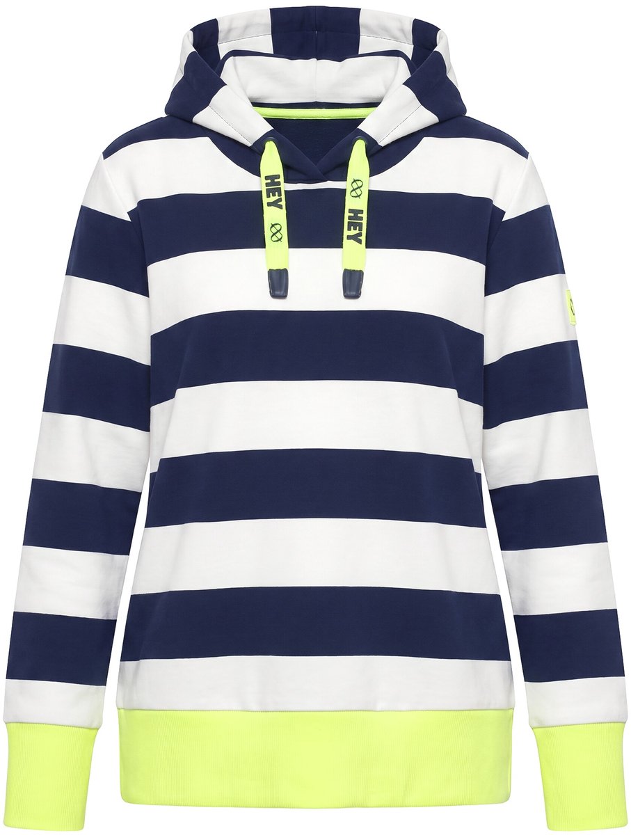 Laurasøn - Dames - Gestreept sweatshirt met kleuraccenten - Marine - Maat 52+