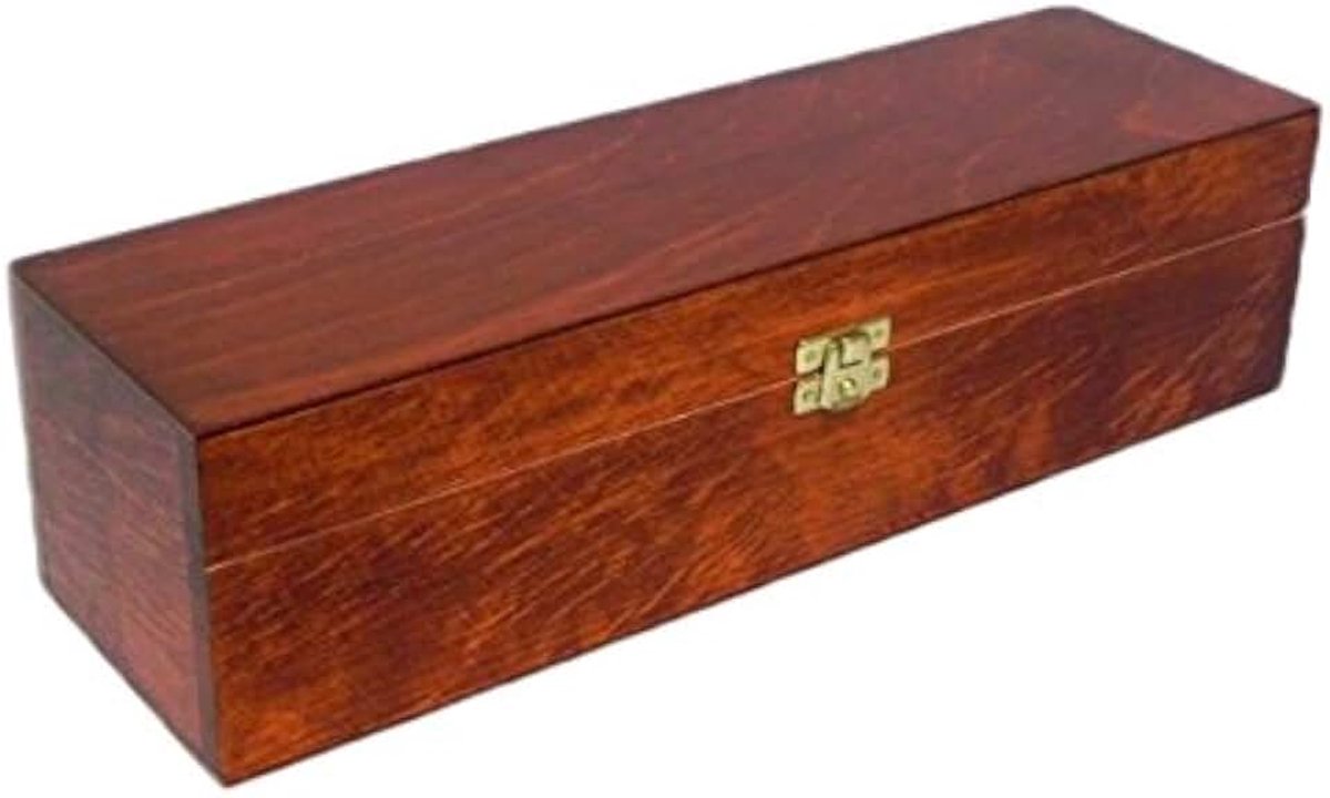 World – Wijnbewaardoos wijn accessoires, houten kist cadeau – Gelakte els houtkleur- oranje