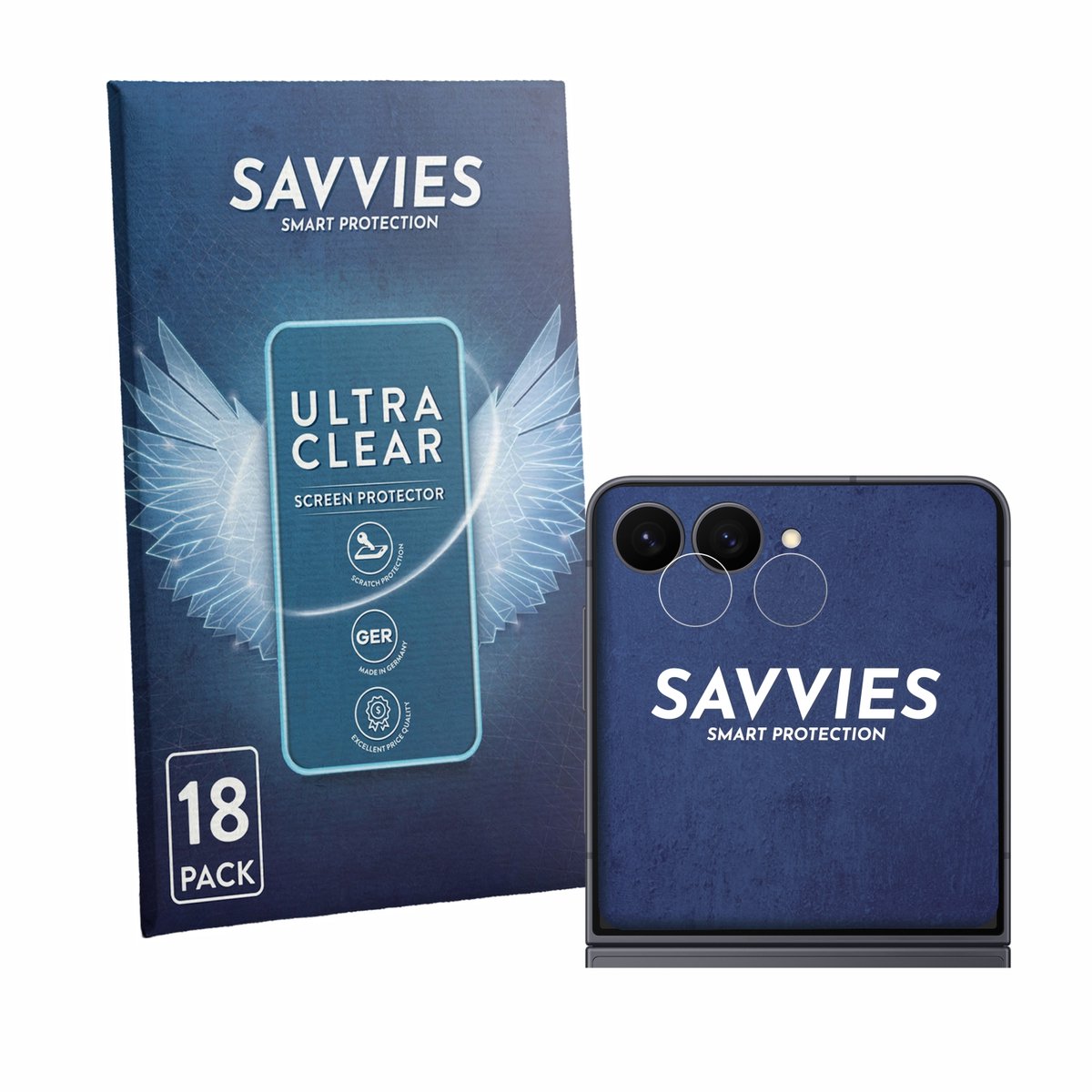 Savvies - Screenprotector voor Samsung Galaxy Z Flip 8 (ALLEEN Camera Lens) - Folie Beschermfolie transparant 18 Stuks