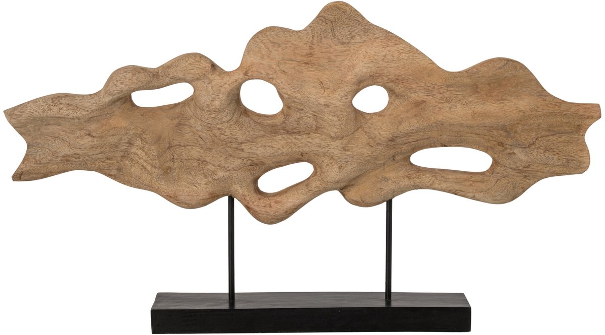 J-Line Abstracte decoratie op voet - mangohout - naturel/zwart