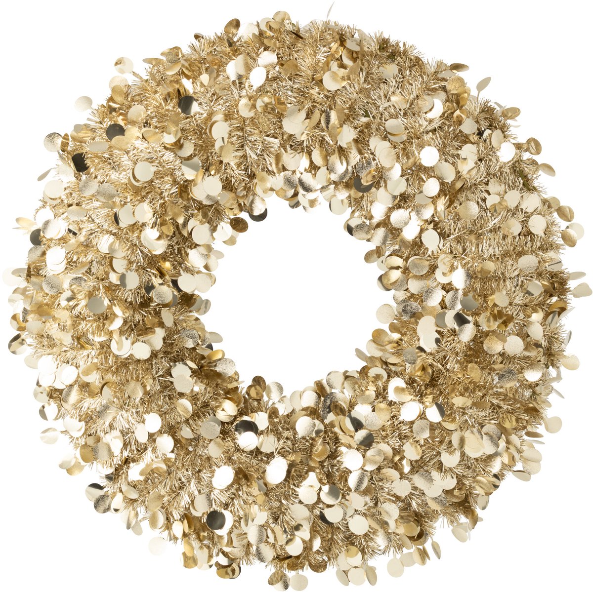 J-Line decoratie krans Sprankelend - polystyreen - champagne - large