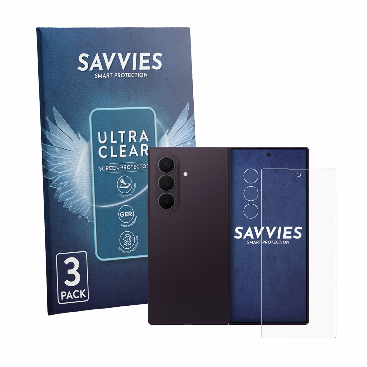 Savvies - Screenprotector voor Samsung Galaxy Z Fold 8 Ultra (Voor+Camera) - Folie Beschermfolie transparant 6 Stuks