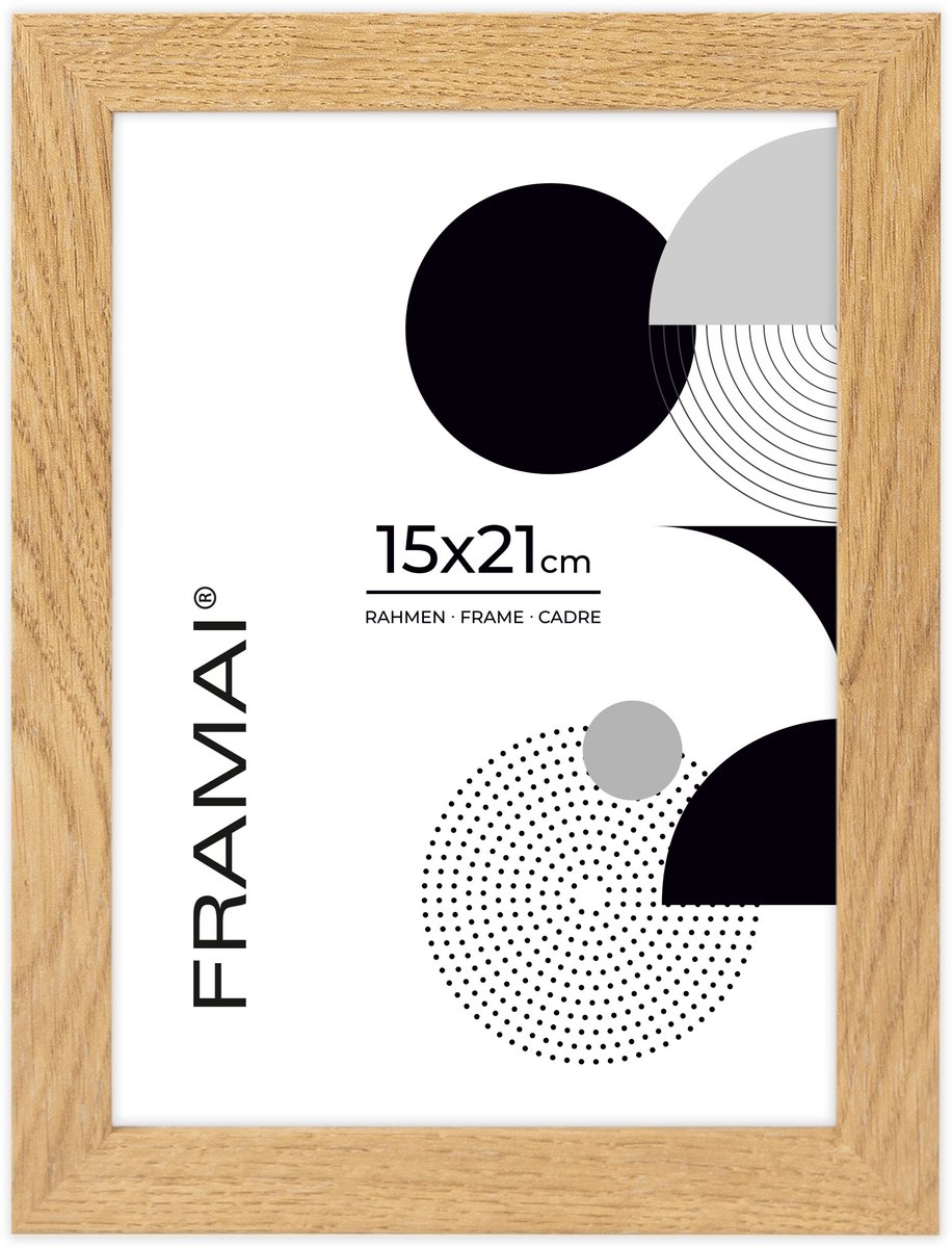 Houten Fotolijst 15x21 cm - Eikenlook - MDF - Staand of Hangend