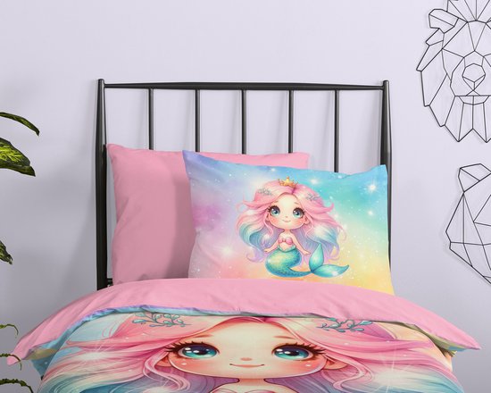 Pure dekbedovertrek zeemeermin prinses - 1 persoons 140x200/220 cm - Roze - Microvezel van Pure — afbeelding 2