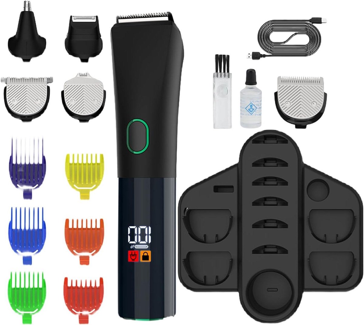 Baardtrimmer Heren - Verzorgingskit Elektrisch - Persoonlijke Verzorging - 5-in-1 Multifunctioneel - 90 Min Batterij - Zwart