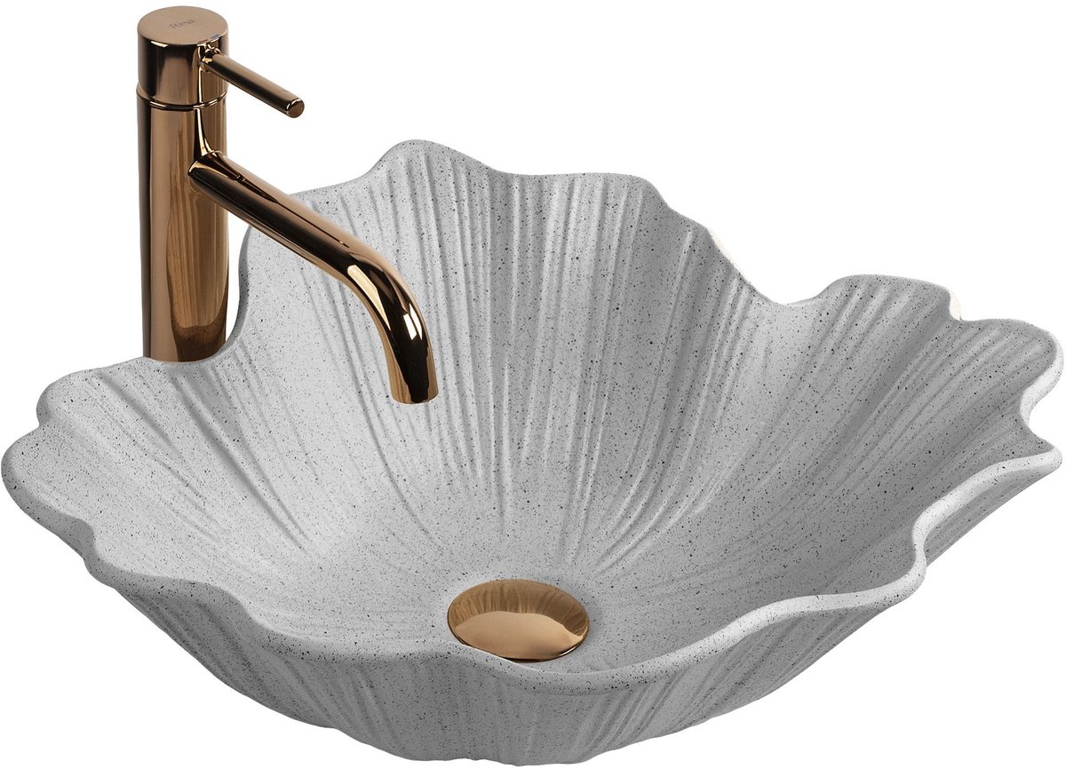 Rea - Wastafel Flower Grey, Aangepast - 47,5 x 40 x 17 cm