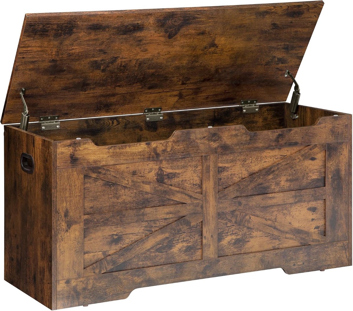 Hzuaneri schoenenbank met opbergruimte, 100 cm, rustiek bruin, bank, opbergkist, 2 stevige scharnieren, voor hal, slaapkamer, woonkamer