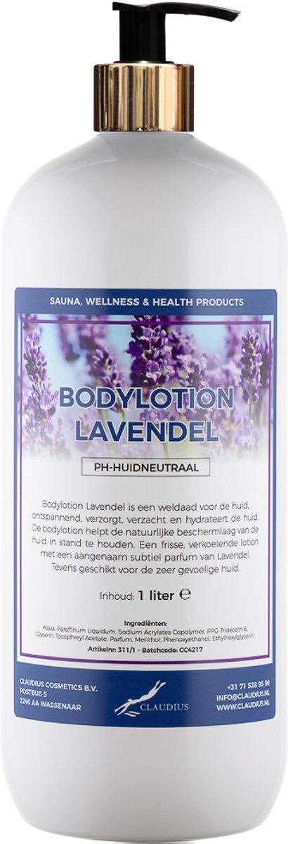 Bodylotion Lavendel 1 liter met gouden pomp