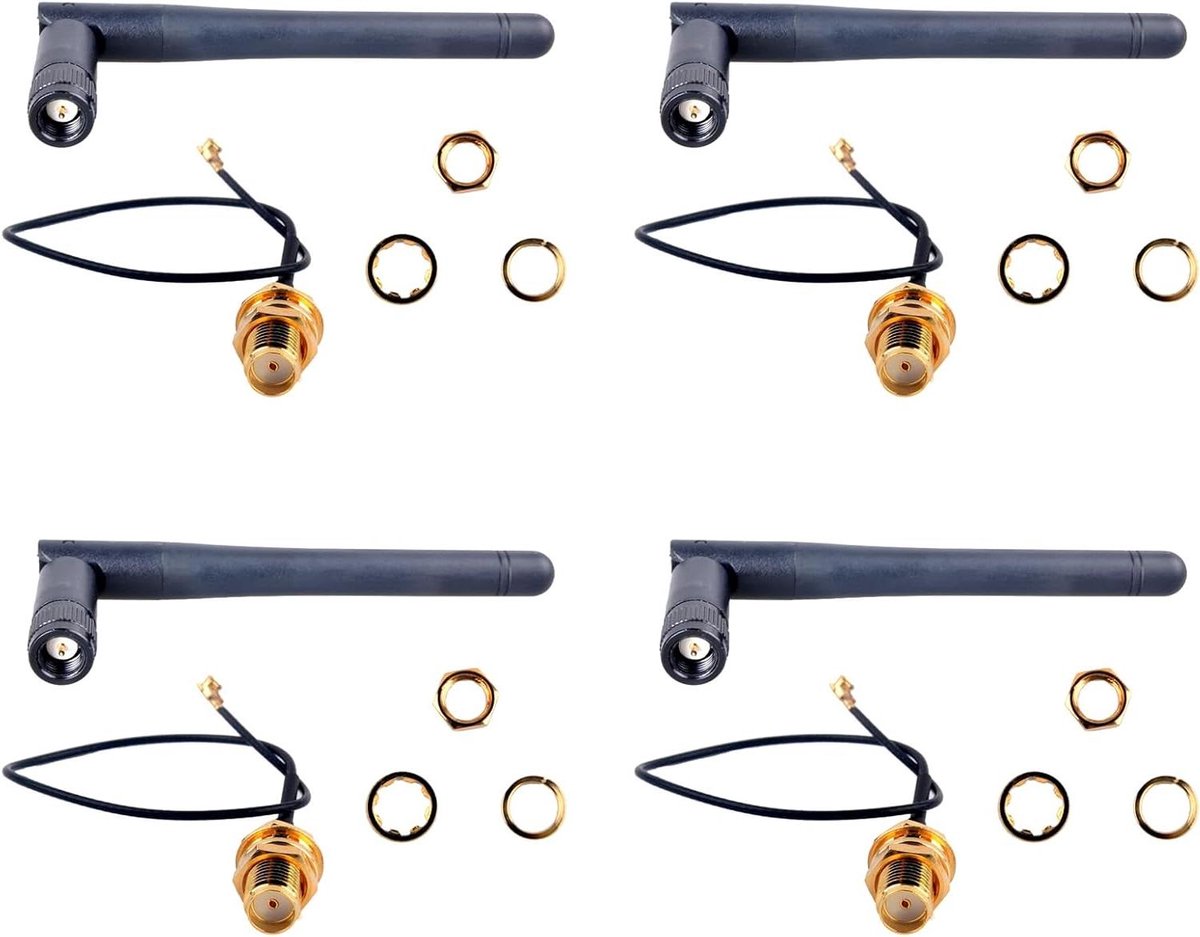 Wifi Antenne Set - Versterker Kabel - Netwerk Uitbreiding - 3DBI Versterking - 4 Stuks - Goud