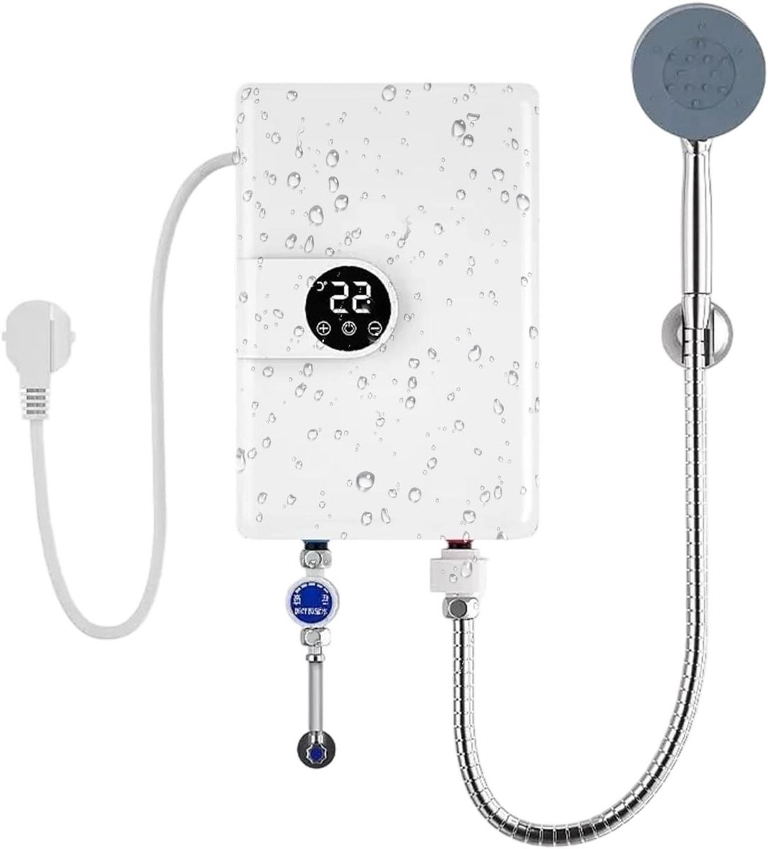 Elektrische doorstroomboiler - Doorstroomverwarmer Instant boiler - Direct warm water - Digitaal display - 305 cm breed - Wit