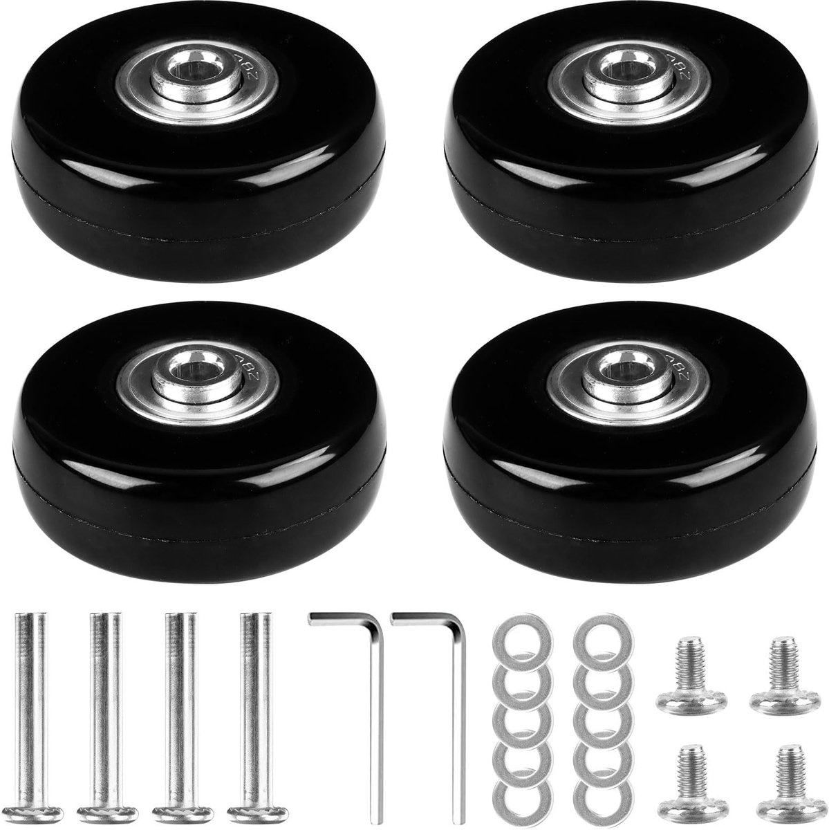 4 stuks reservewielen voor bagage en koffer, rubberen wielen, trolley, hard bagagekoffer, wiel voor koffer, bagage (50 mm x 18 mm)