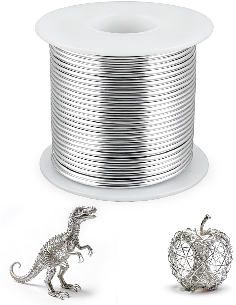 Aluminiumdraad 2 mm, 33 m – Flexibele zilveren hobbydraad, flexibele hobbydraad voor DIY, sculpturen, beeldhouwen, het maken van sieraden, bloemstukken en metaalvlechten