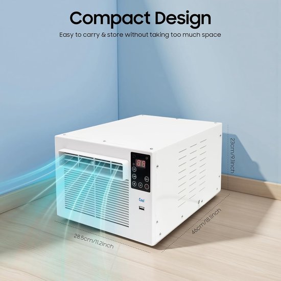 Draagbare Mini Airco met Afstandsbediening - Stil en Energiezuinig voor Kleine Ruimtes (tot 8m³) — afbeelding 2