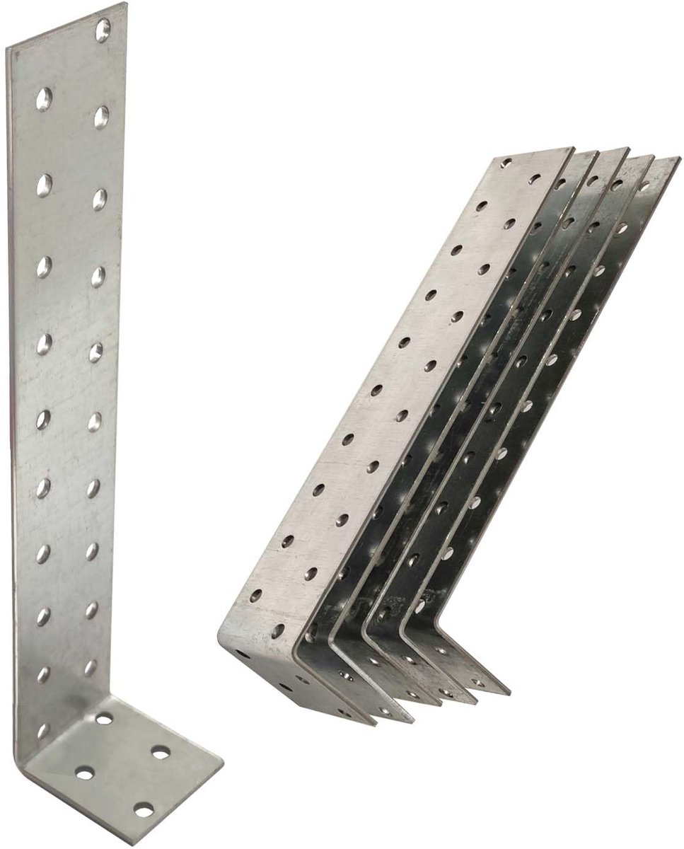 5 x platte ankers (200 x 40 x 40) hoekverbinding van verzinkt staal