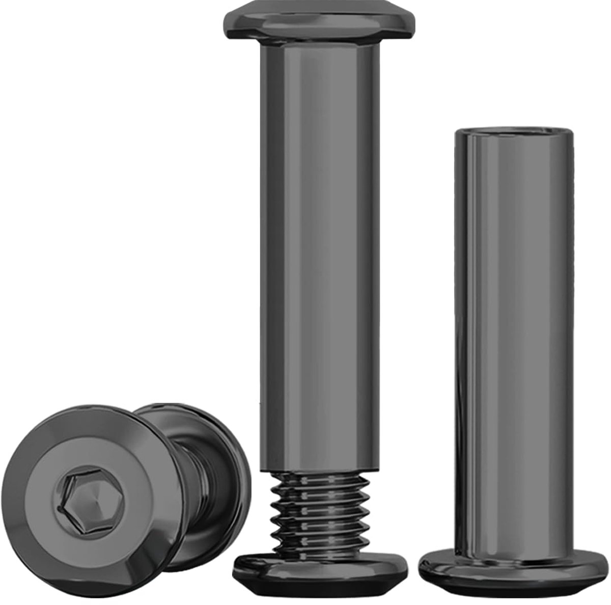 10 stuks verbindingsschroeven, hulsmoer M8 x 30 mm, zwart, roestvrij staal A2 V2A hulsmoer M8 voor meubels, kasten, houten planken