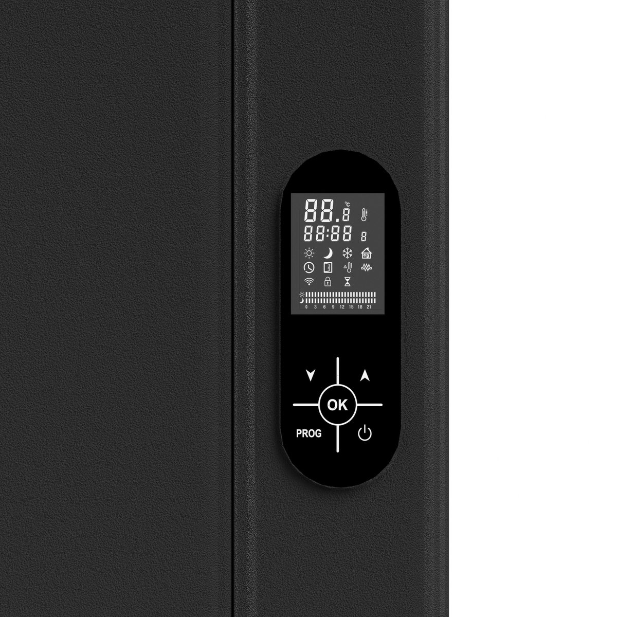 BELRAD elektrische radiator 1600x608x90 mm - Mat zwart - Programmeerbare thermostaat + Smart wifi - 2000W – foto 4