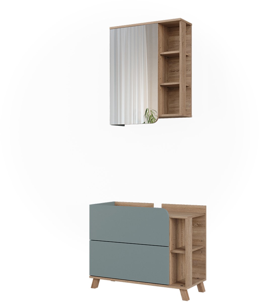 Vicco Badkamermeubelset Karen, Blauw/Sonoma, 2-delig