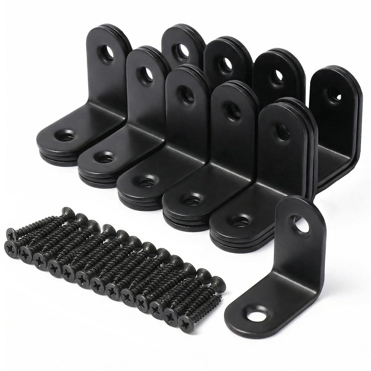 20 stuks hoekverbinders, zwart, metalen hoeken, 90 graden, 30 x 30 mm, roestvrij staal, kleine hoek met schroef voor montage, meubels, tafel, stoel, boekenkast
