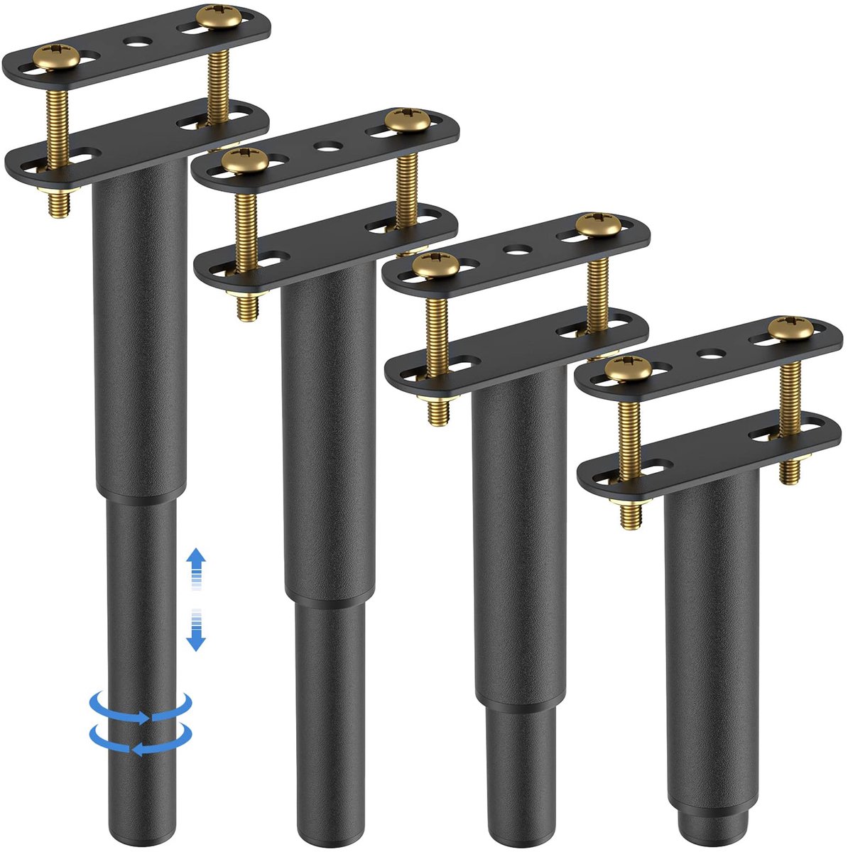 Bedpoten, Zwart, Lattensteunpoten, Metalen Meubelpoten voor Kast, Bank, Bedframe, Reserveonderdelen, 17,8 cm - 33 cm